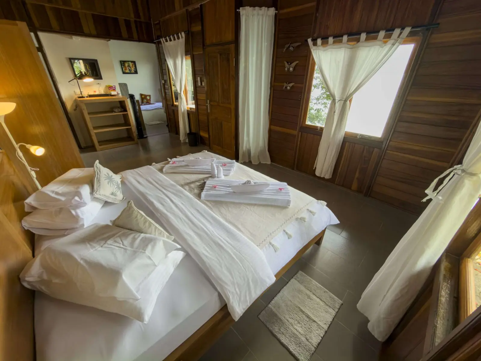 Bungalow bedroom with a water view