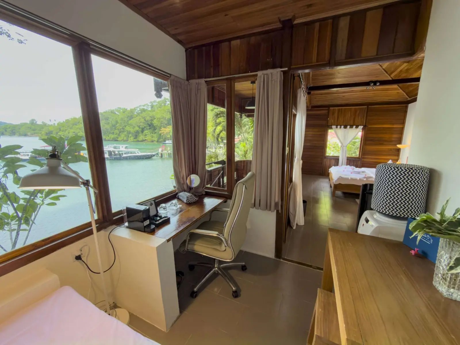 Dayroom with a desk