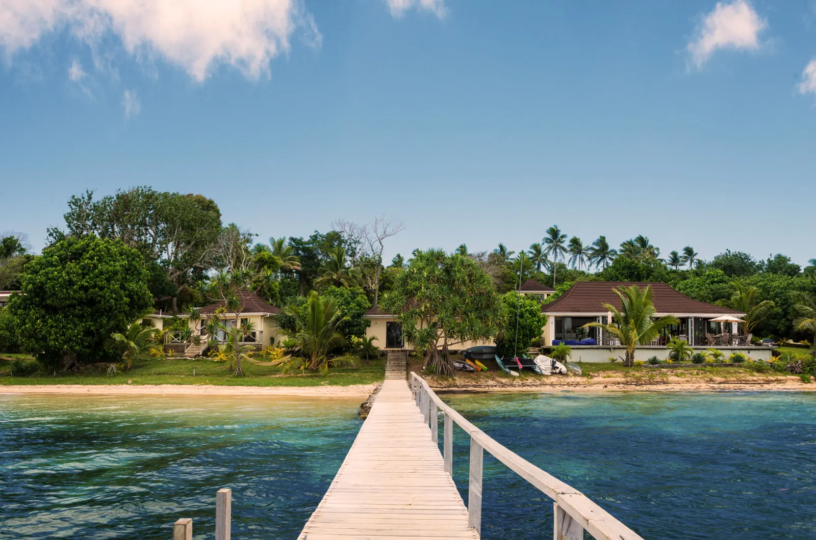 The jetty and the lagoon in front of the resort