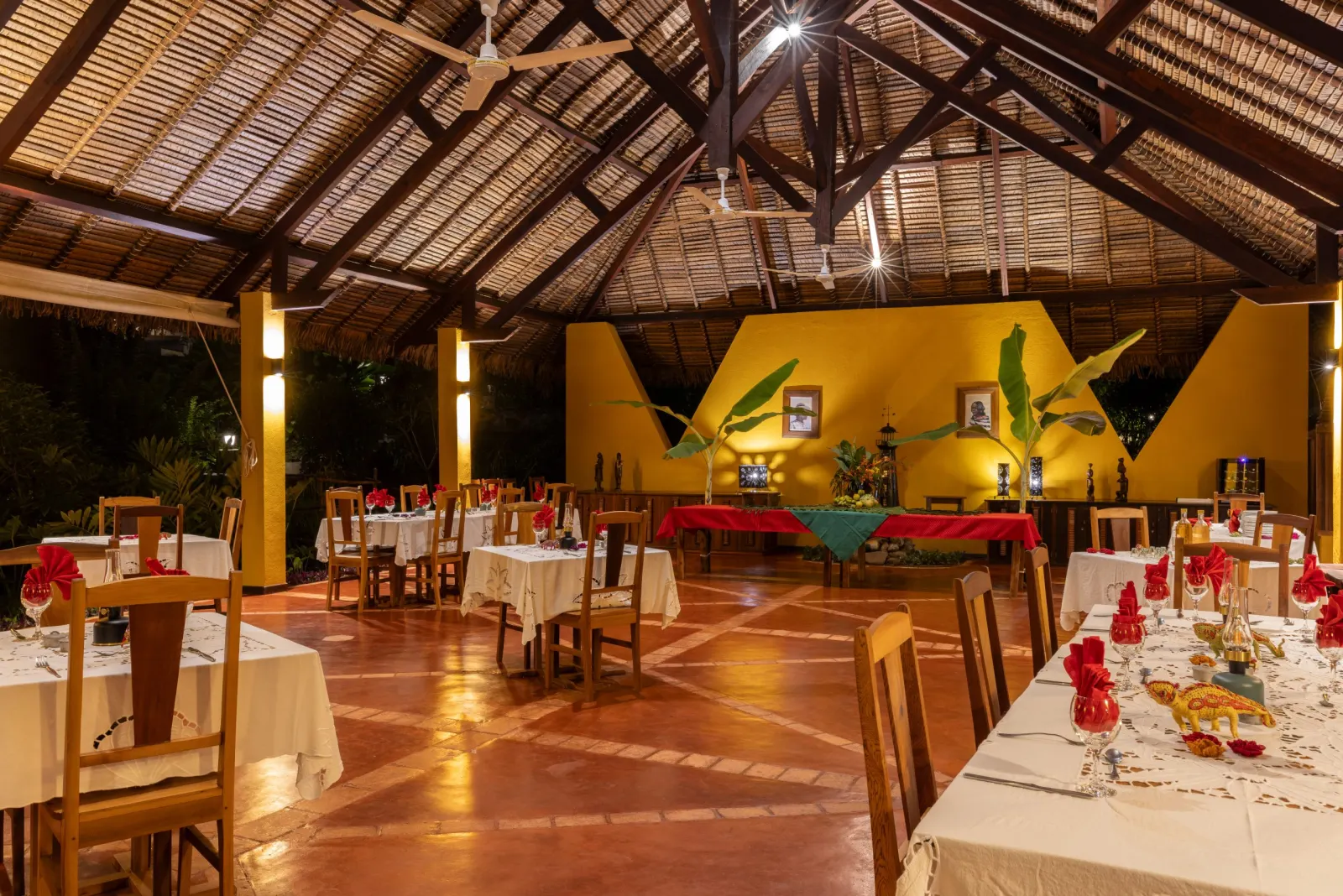 The restaurant with tables laid