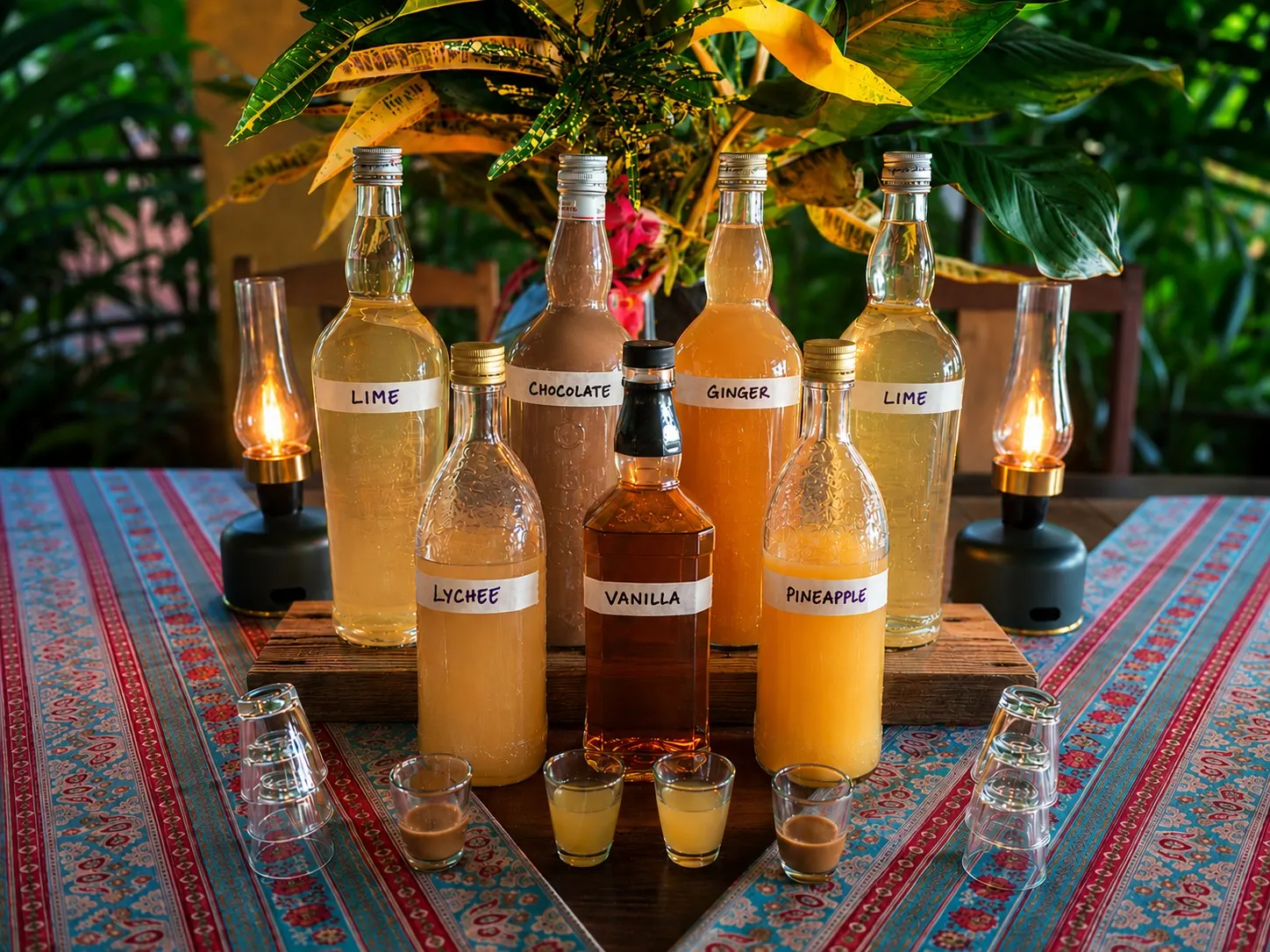 Bottles of rhum arrange