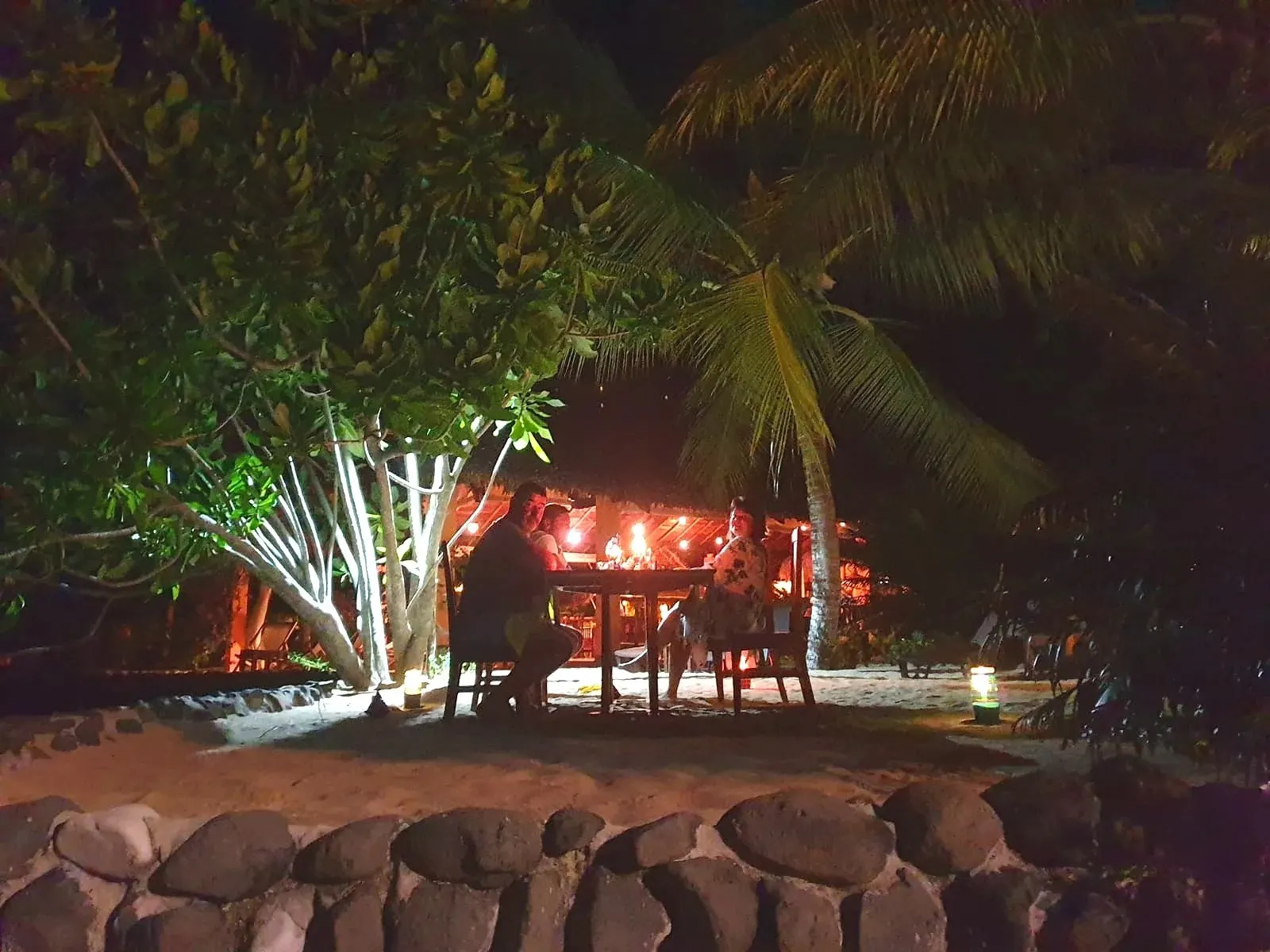 Dinner on the beach at dusk