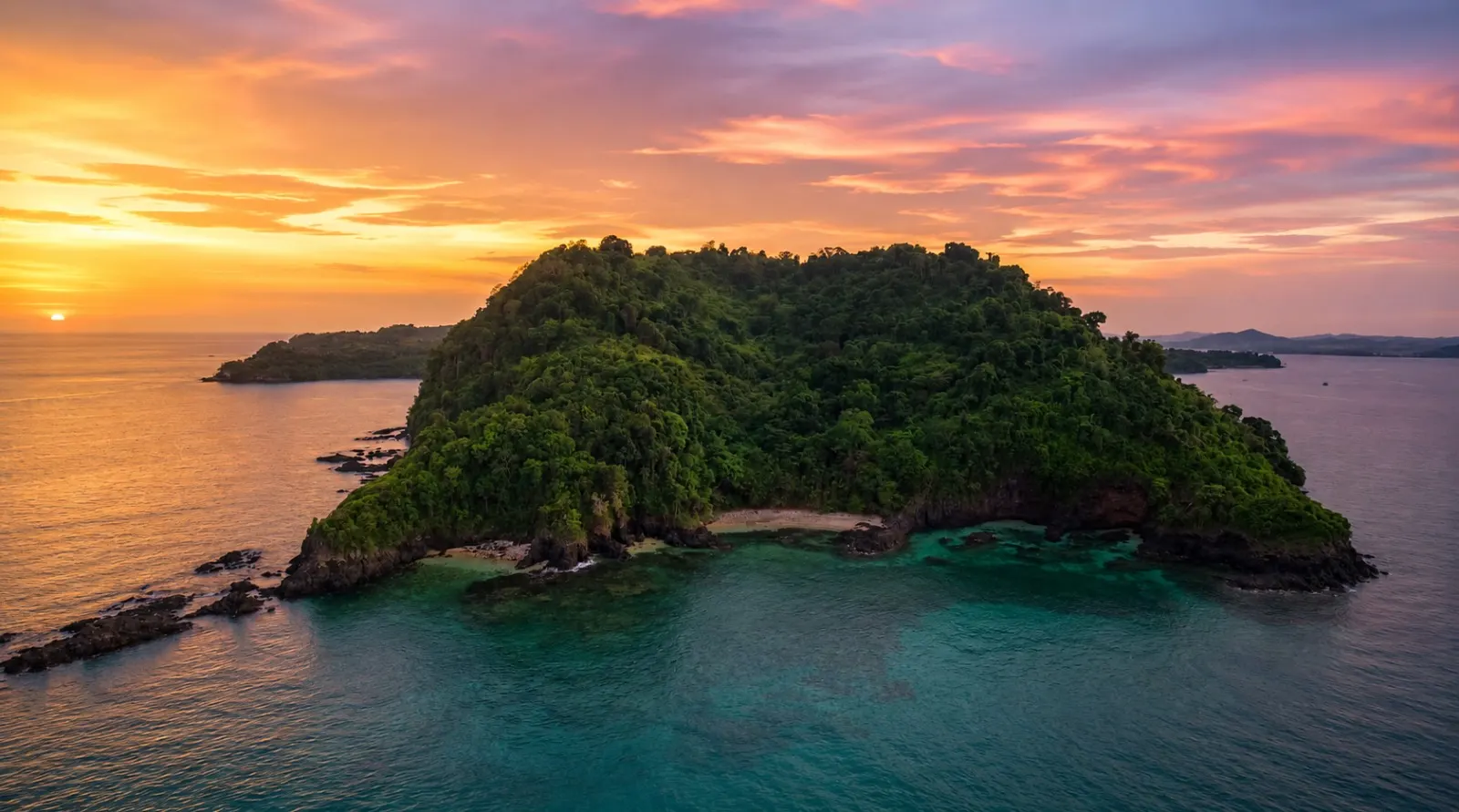 Sunset over the island