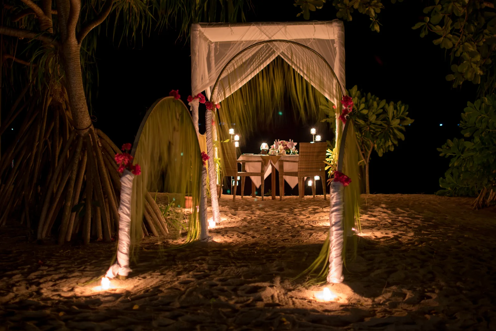 Dinner on the beach by candlelight