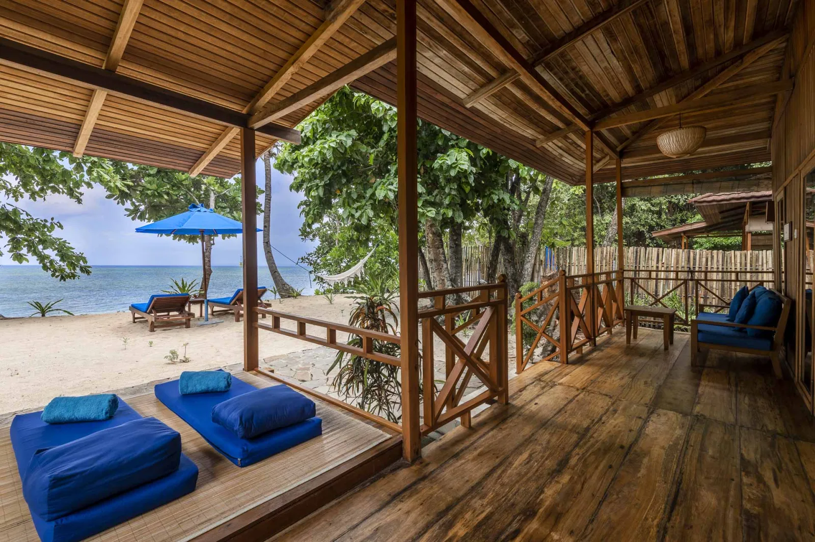 Villa terrace looking onto the beach