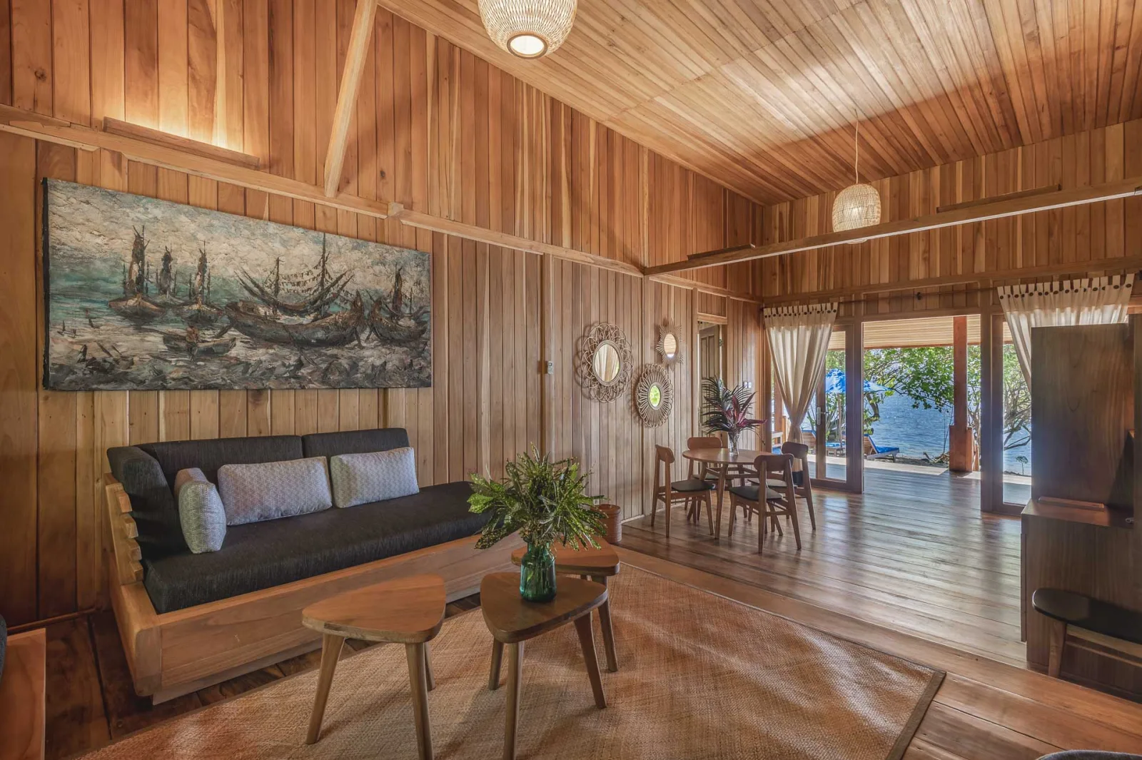 Living area of the two-bedroom beach villa