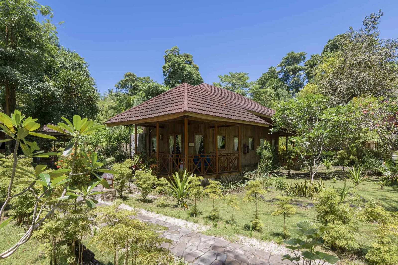 A villa among the tropical garden