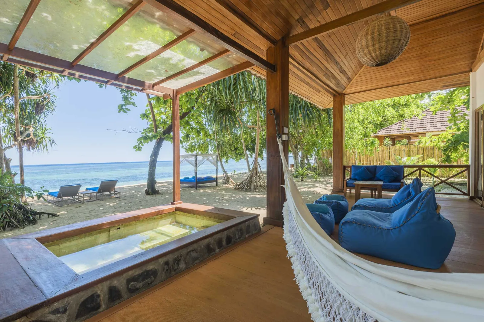Villa terrace with plunge pool and hammock