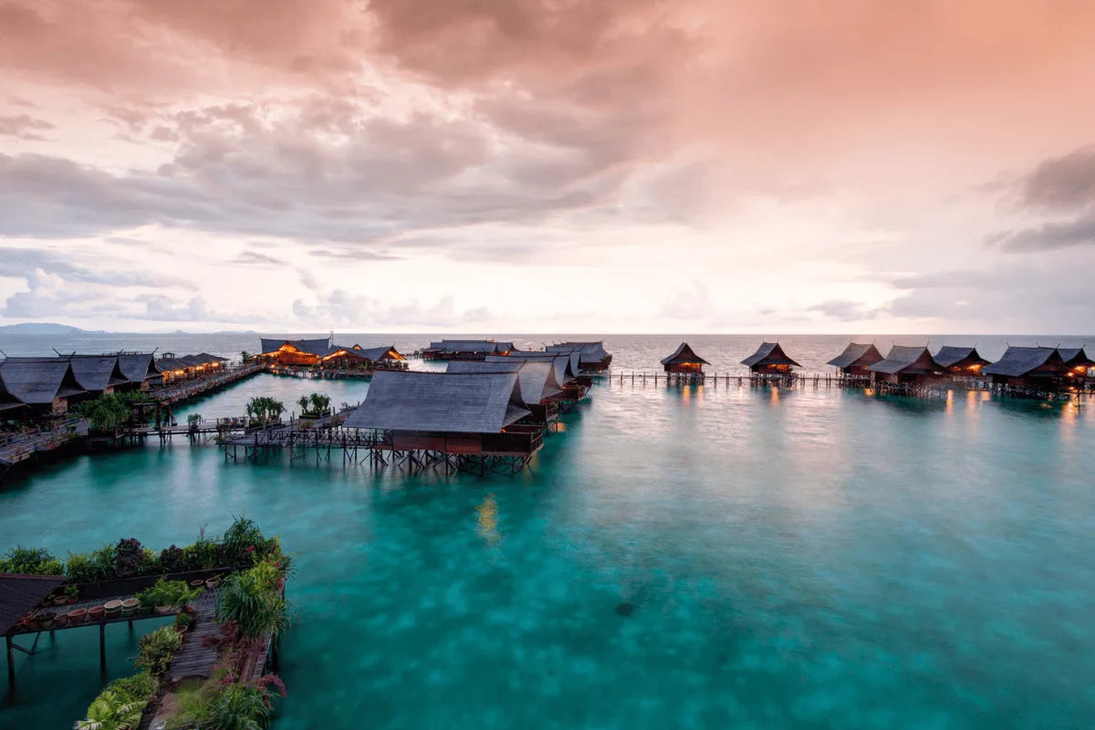 The resort at sunset from above