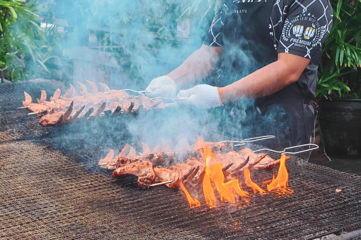 Barbecue night over the coals