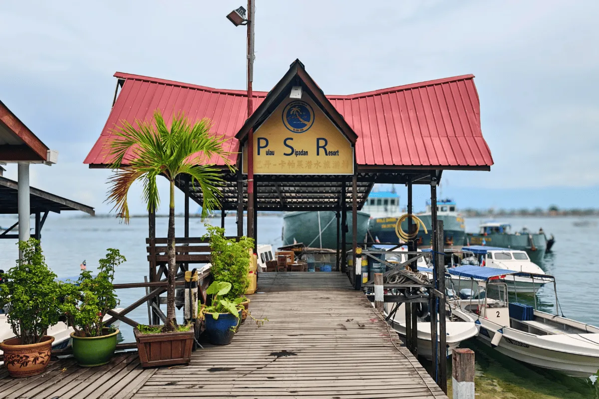 Semporna jetty with boats