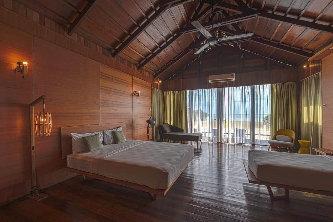 Chalet bedroom with timber finish