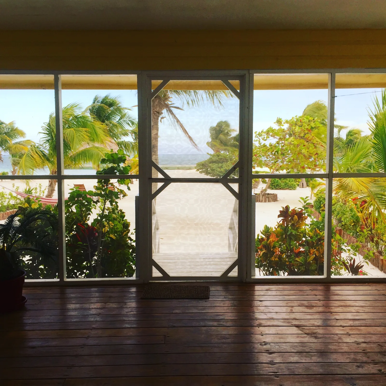 View from the veranda over beach and sea