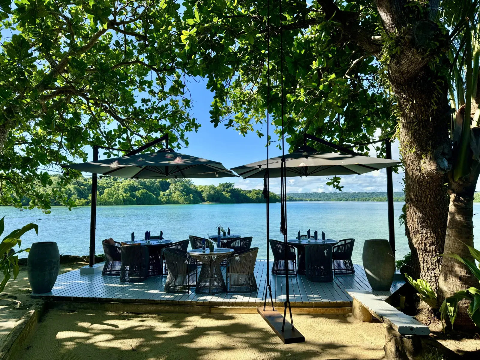 Dining deck looking over the bay