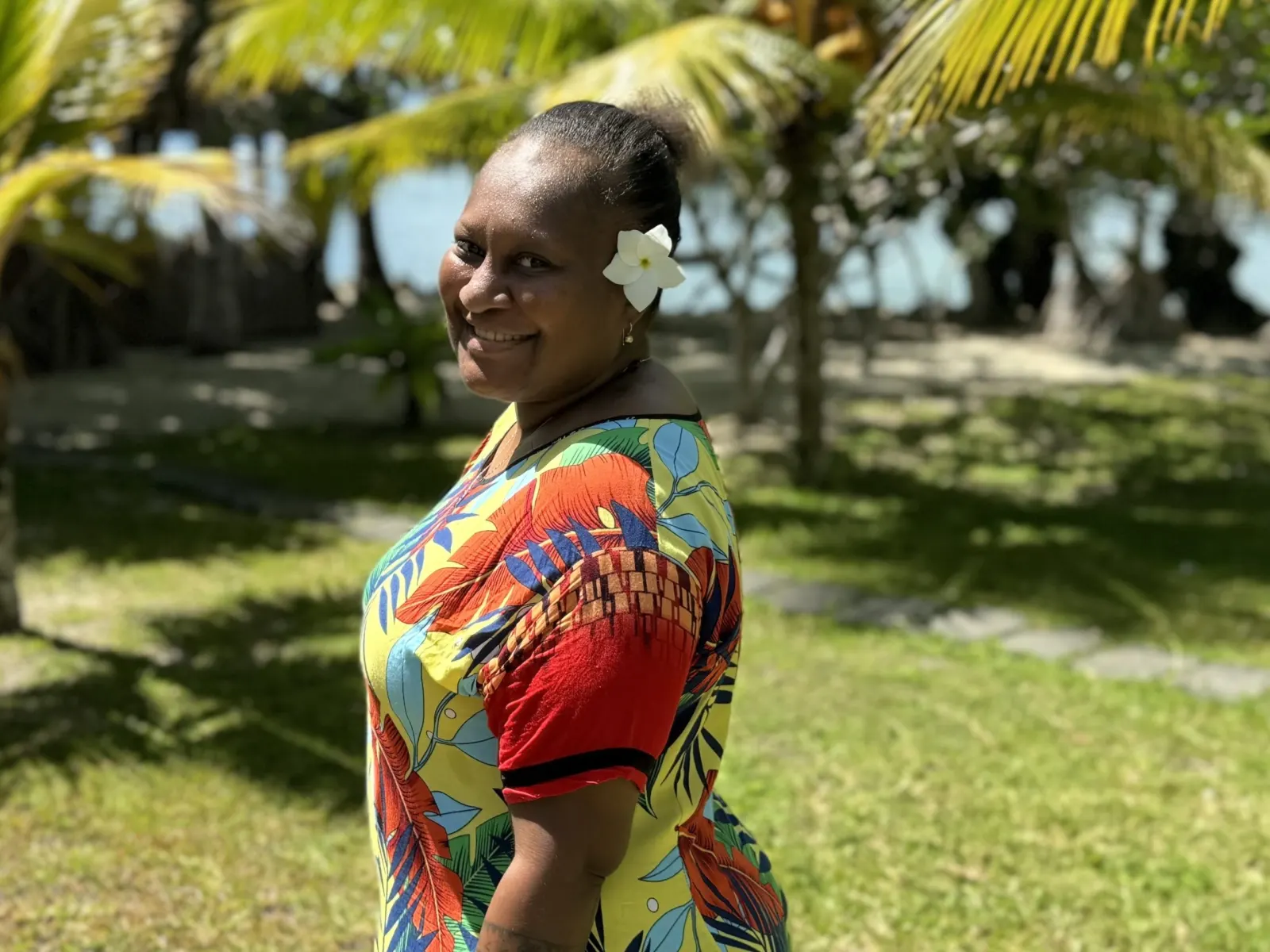 Resort staff member in the garden