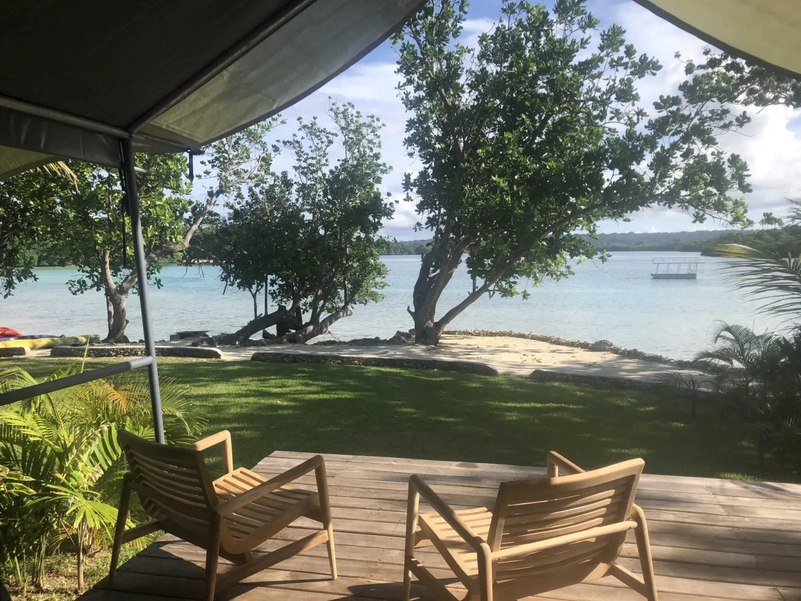 Waterfront marquee — deck facing the bay