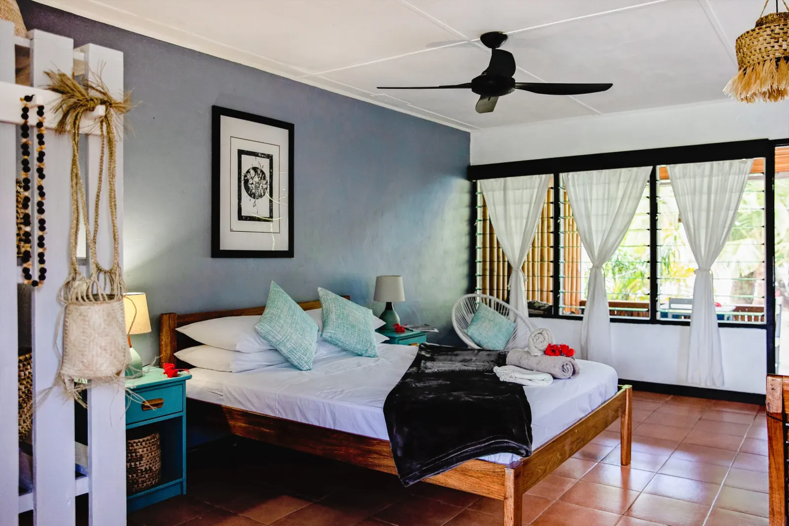 Ocean View Double — bed and decor