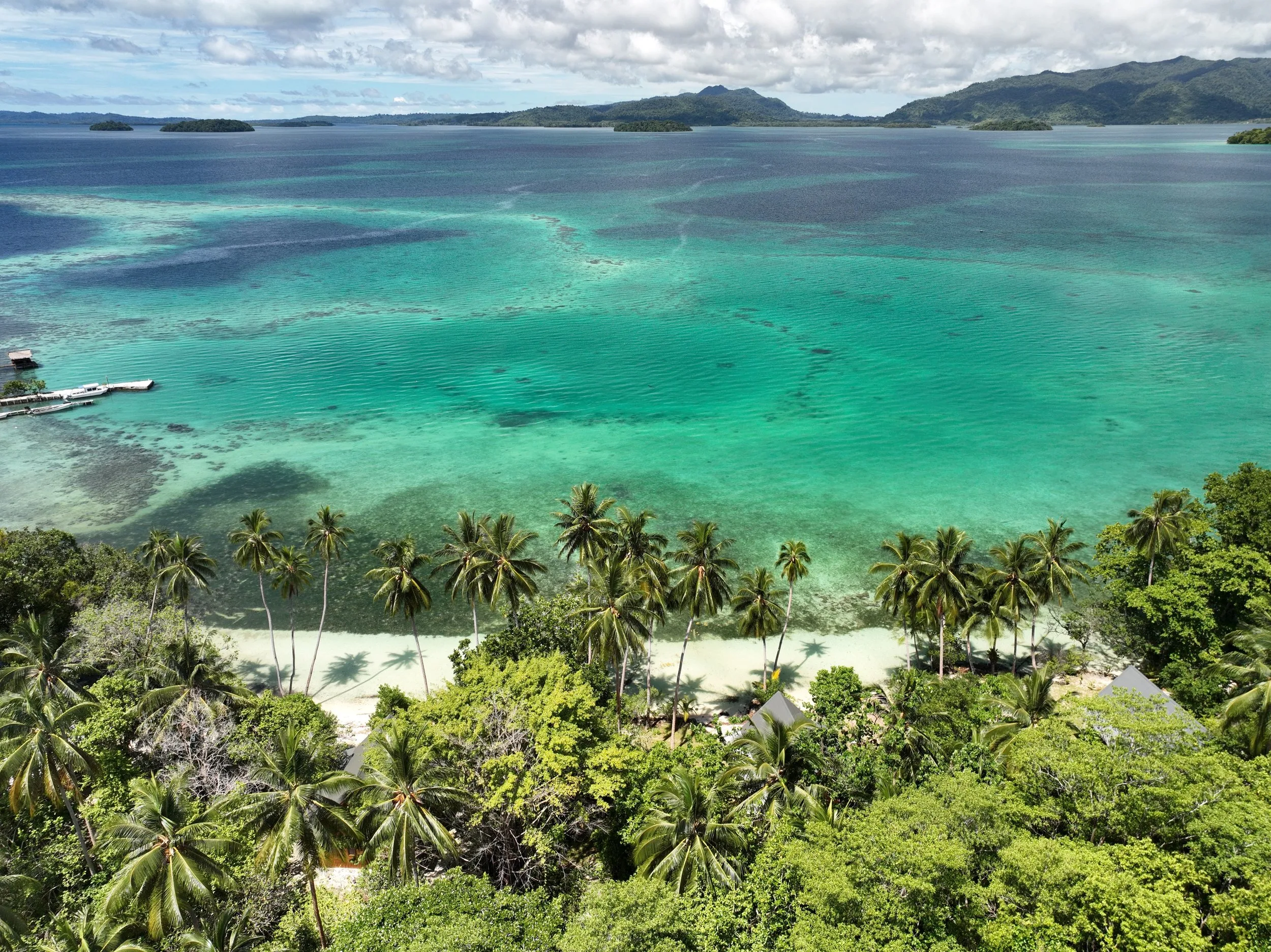 The resort on the island from the air
