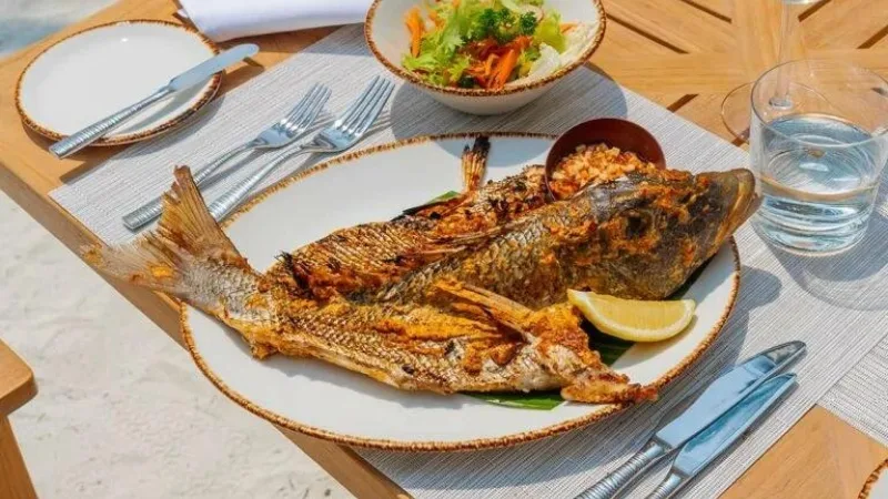 Рыба на гриле в ресторане Faru
