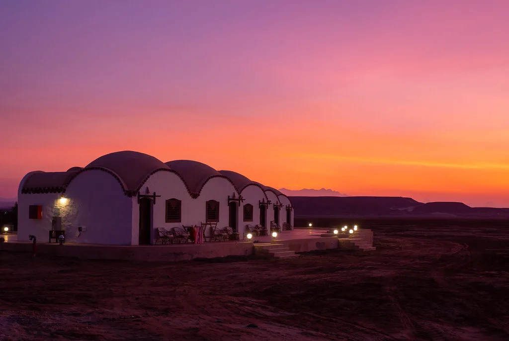 Deluxe chalets at sunset