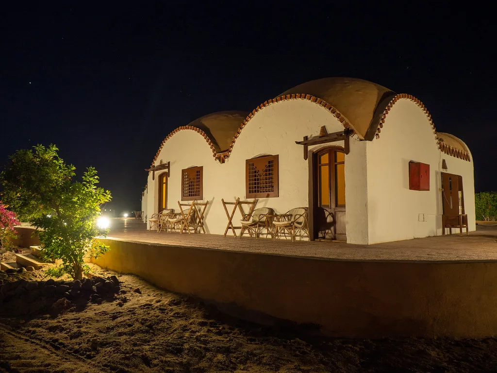 Chalet terrace in the evening