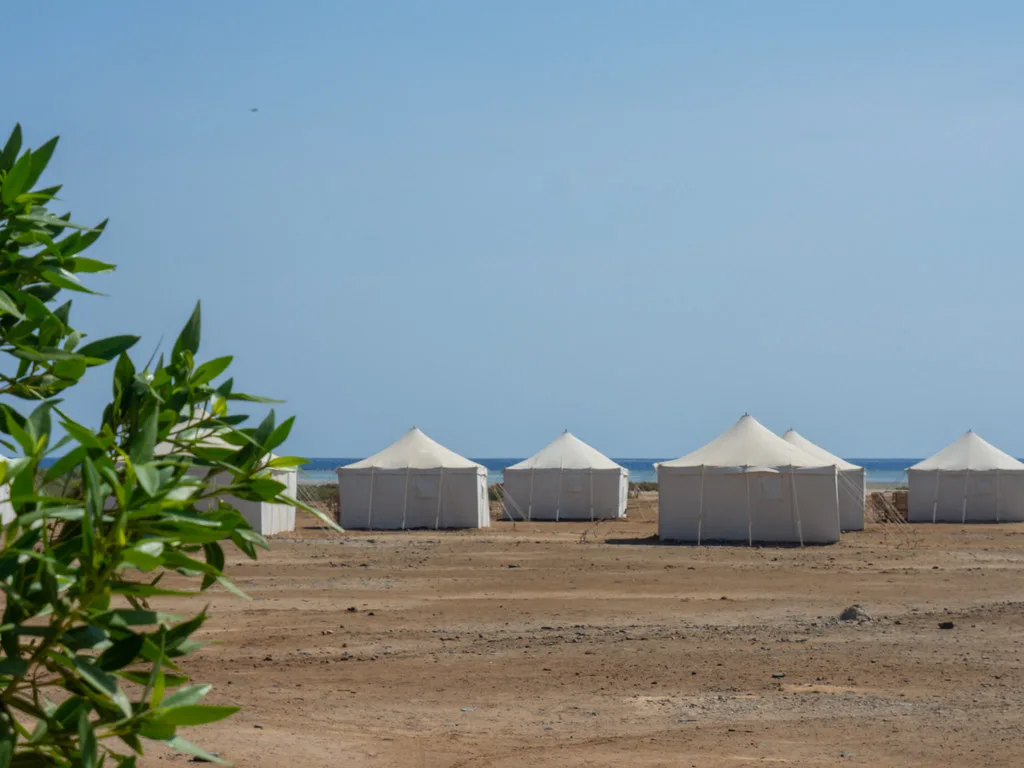 Tents by the shore